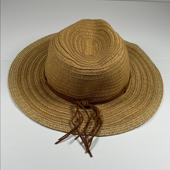 Steve Madden Classic Brown Straw Hat With Tassel and Gold Flake Accents Sz OS - Picture 2 of 6